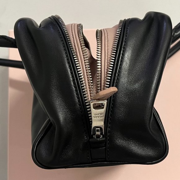 Prada Black Bauletto Saffiano Leather Bag with Soft Pink Calf Leather Interior - Picture 6 of 6